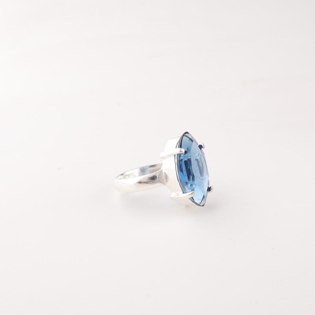 London Blue Topaz Gemstone 925 Stamped Silver Jewelry Handmade Ring Gift For Her RR-65-7
