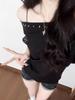 Women's American-Style Orange Rhinestone Off-Shoulder Short-Sleeve Summer T-shirt - Loose & Slimming Fit
