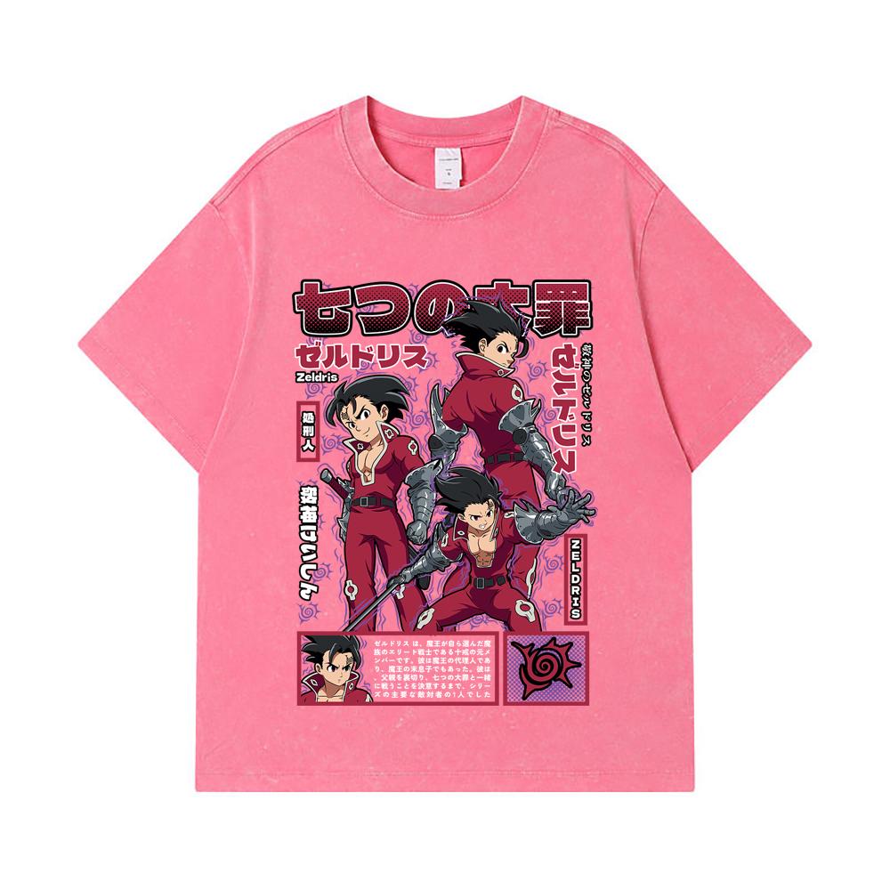275 GSM Washed T-shirts 100% Cotton Seven Deadly Sins V10 Zeldris Print Unisex Heavy Cotton T Shirt