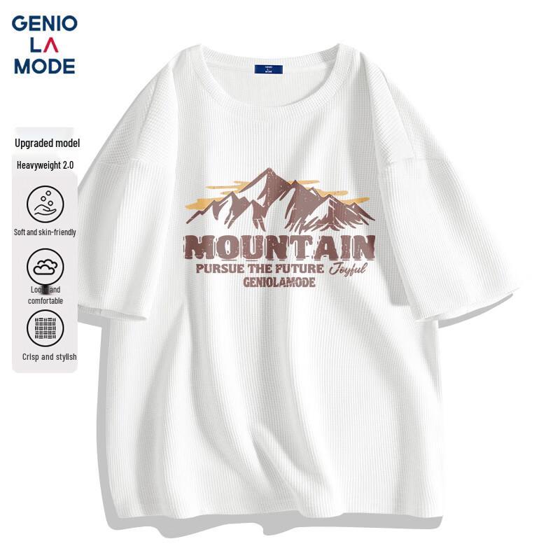 GENIOLAMODE Men s Waffle Knit Graphic T-Shirt M