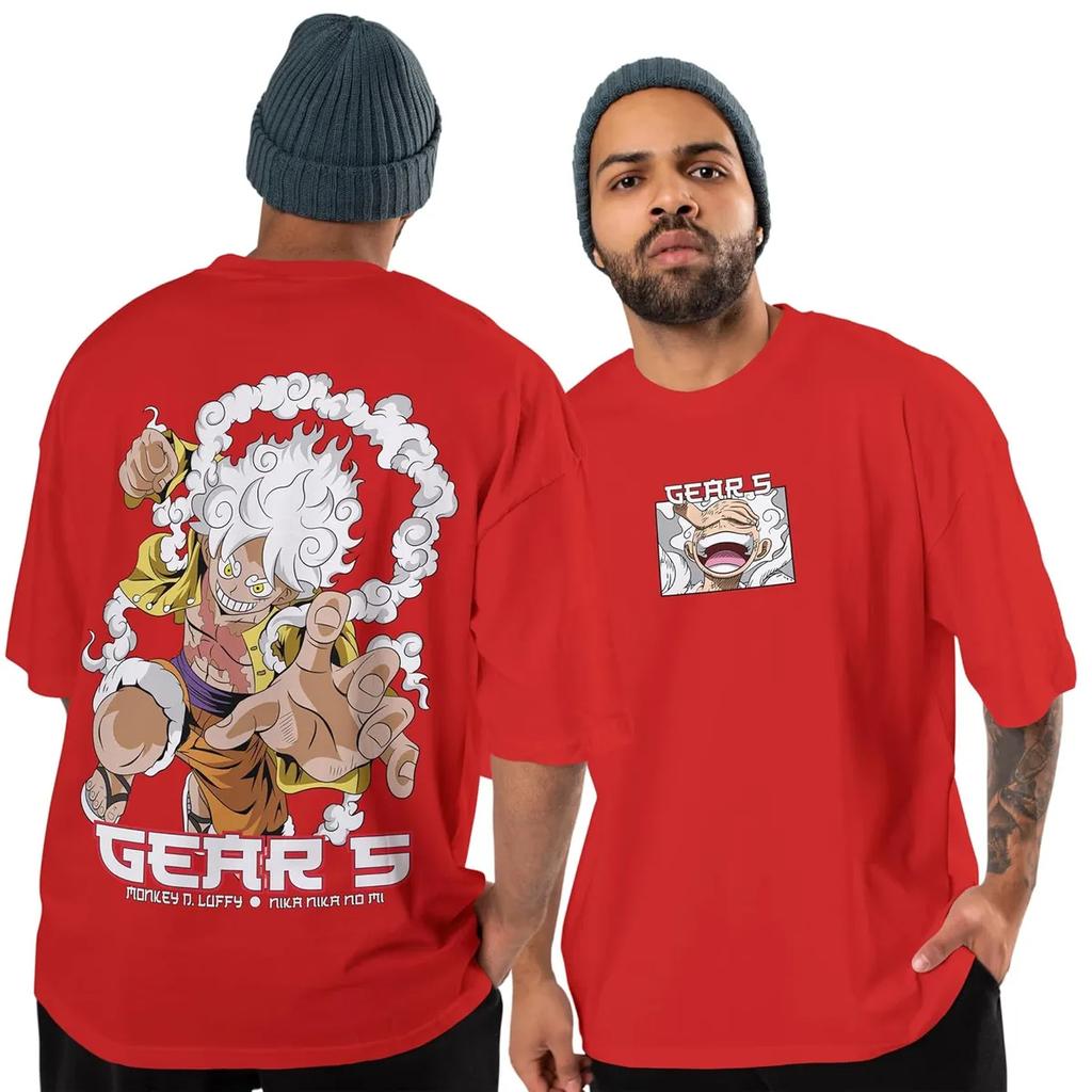 One Piece Monkey D Luffy TShirt Men Anime Gear 5 Nika Graphic Tee Japanese Manga Streetwear Short Sleeve Oversized Top