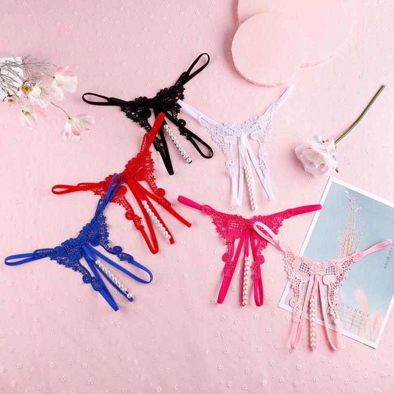 Sexy Water-Soluble Butterfly Bead Open Crotch Thong 3346