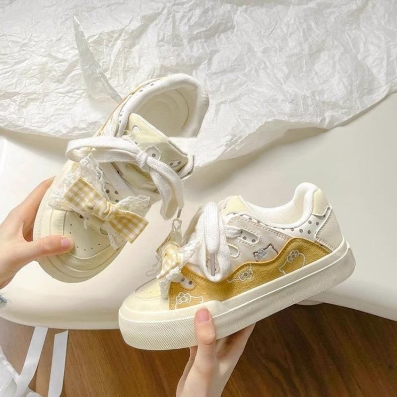 Söta rosettbrödsskor dam sommar nya dopamin tjock platåsula skor student casual sportskor