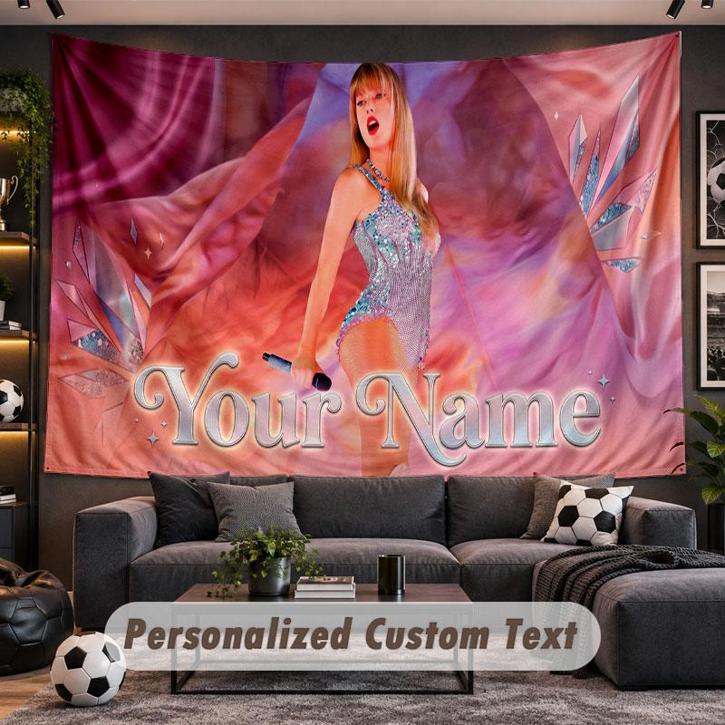 Wall Hanging Tapestry Custom NameTaylor Swift Pattern Personalized Printed Fabric Wall Decor