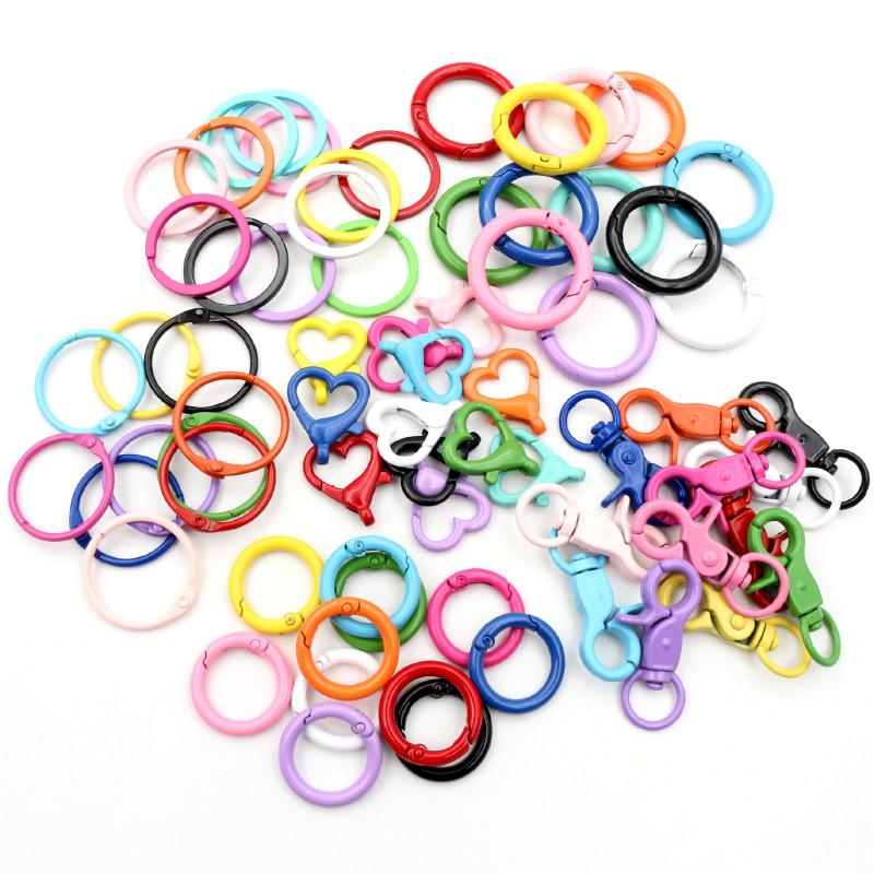 New Colors Mixed Alloy Open Rings Lobster Clasp Hooks DIY Keychain Jewelry Making Findings Supplies Accessories