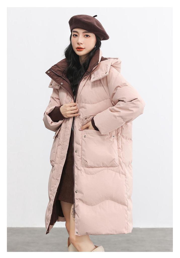 Yaya Women's Mid-Length Hooded Down Jacket - 2025 Winter Korean Style Casual Outerwear