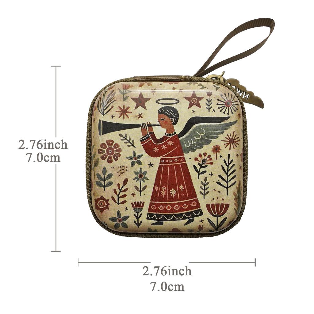 Square Cartoon Rosary Bag 7X7cm Thickness 3.3cm Feather Zipper Storage Box