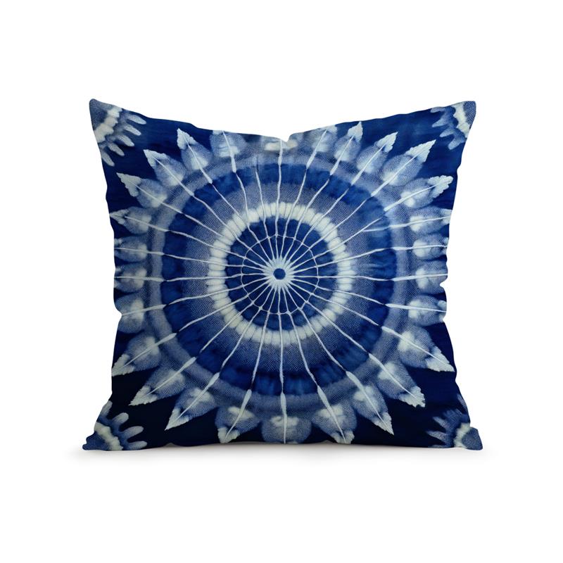 Indigo Mandala Tie Dyeing Cushions Pillowcase Printed Polyester 45X45Cm Throw Pillow Cover Decorative Sofa Cushion Pillowslip