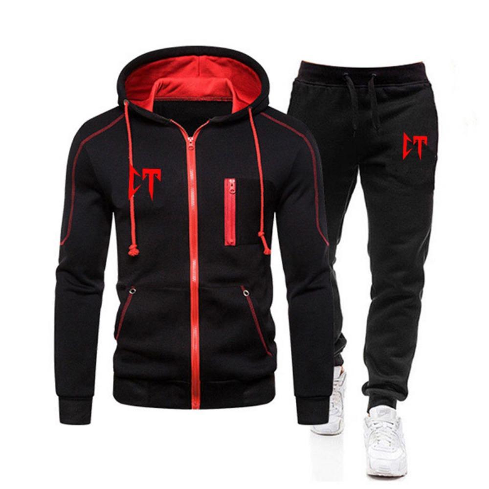 Herren 2-teiliges Trainingsset, Reißverschluss-Cardigan, Jacke, Sweatshirt, Jogger, Laufen, Fitness, Casual, Joggen, Herbst, Neu