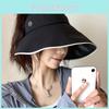 Large Brim Trendy Summer Hat For Women Uv Protection Black Sun Cap Visor