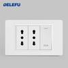 DELEFU Italian Standard White 118 Type Wall Switch Socket with USB + TYPE-C Socket Is Suitable for Hotels and Households.