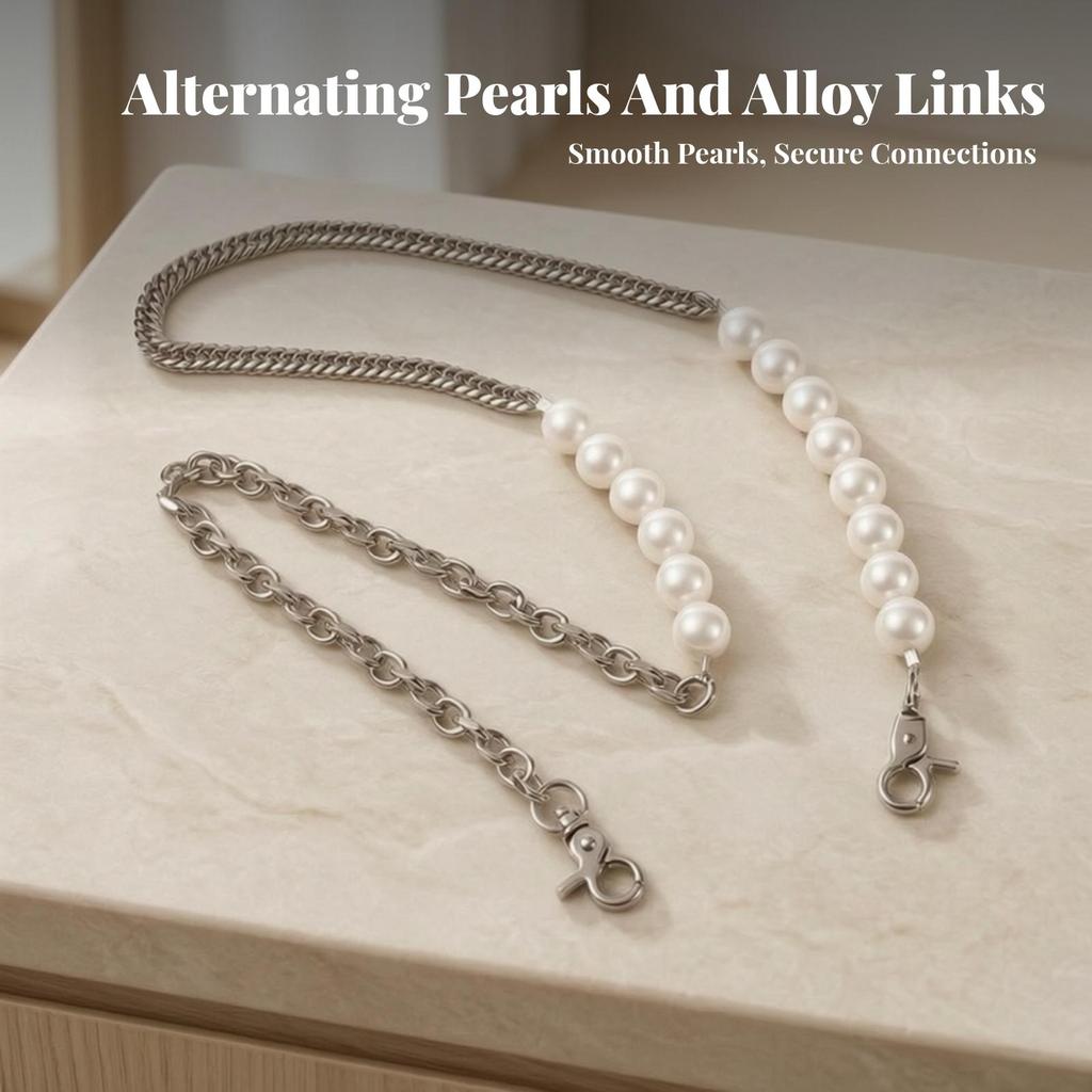 Crossbody Bag Strap Versatile Pearl Purse Chain with Crab Clasp Luxurious