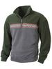 Men's Autumn/Winter Half-Zip Fleece Stand Collar Color Block Jacquard Sweatshirt
