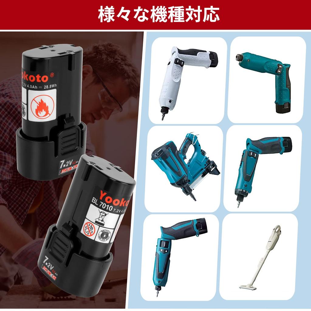 Compatible Makita BL7010 Makita Makita 4000mAh large capacity BL7010 BL7010 Compatible for power tools PSE CE certified 7.2v 7.2v 7.2v 194355-4