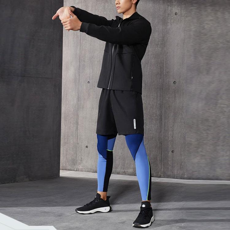 Li-Ning Fitness Series Letter Print 3D Cut Zip Hoodie Long Sleeve Sweatshirt Men Tops Black AWDS093-1