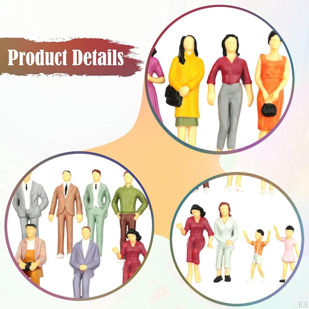 14 Miniature Character Figurines, Diorama Model, Micro-, Painted Polypropylene, Ornament, Decor,