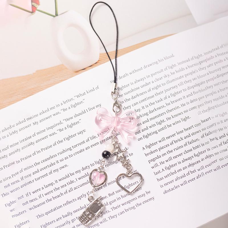 Японско-корейский стиль Сладкий девичий Сердечко Бантик Брелок для мобильного телефона и Подвеска для сумки