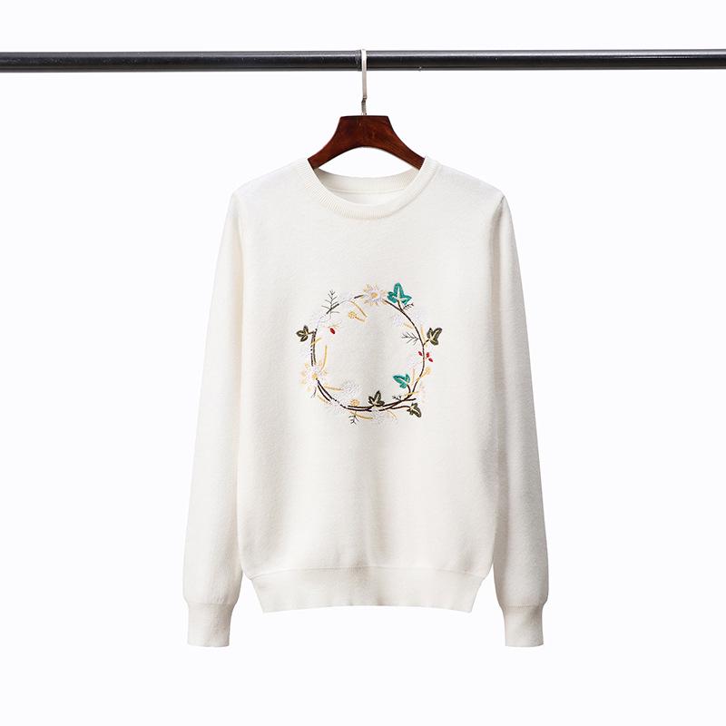 2023 Autumn Women's Embroidered Korean-Style Pullover Sweater - Long Sleeve Base Layer Knitwear