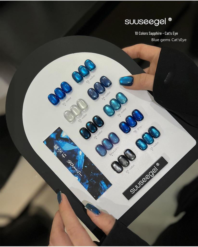 Sapphire Cat Eye Nail Polish Gel in Peacock Blue & Deep Sea Glass