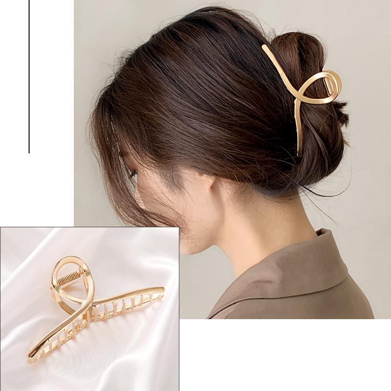 

New Geometric Metal Hair Clips Elegant Gold Color Hair Claws for Women Vintage Plastic Hairpin Trendy Girls Hair Accessories