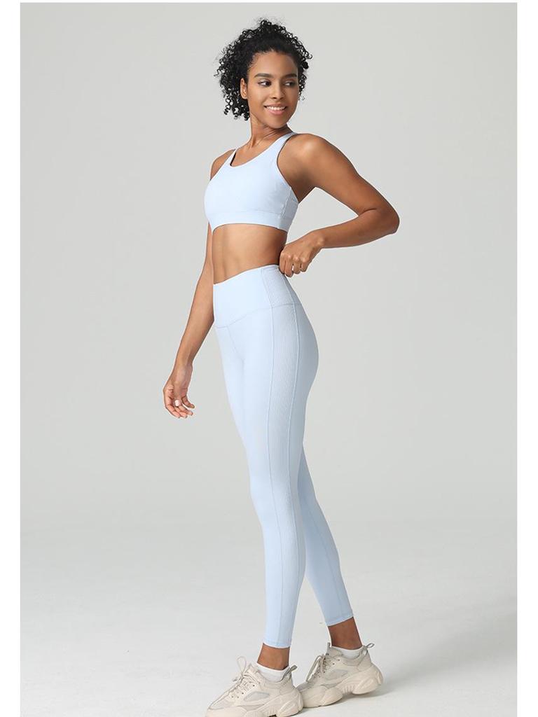 Spring-Summer High Waist Ribbed Patchwork Leggings: Butt-Lifting, Tummy-Control Yoga & Running Pants