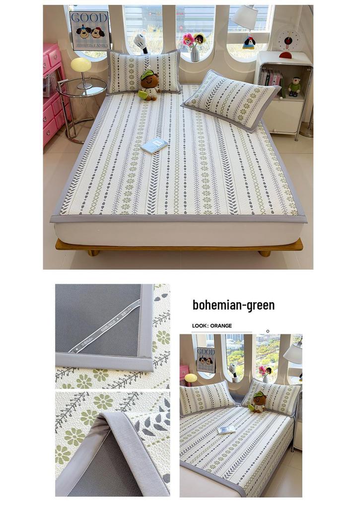 Ice Silk Cooling Bed Sheet Set: Soft, Air-Conditioned, Machine-Washable Mat for Single Person - A-Class Mother and Baby Grade.