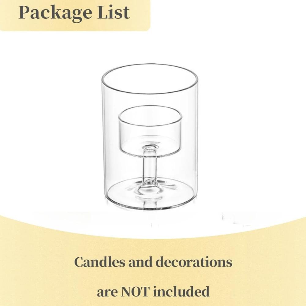 1/2/3Pcs Glass Candle Holder Cup for Wedding Decoration, Clear Glass Tealight Candlestick Wedding Party Dining Room Decorations