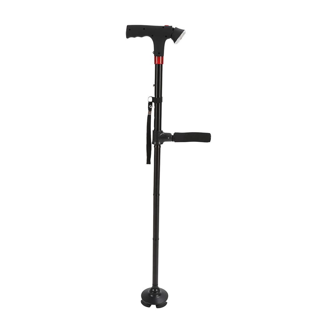 Elderly Folding Cane Height Adjust T Type Handle Extension Walking Cane with LED Light