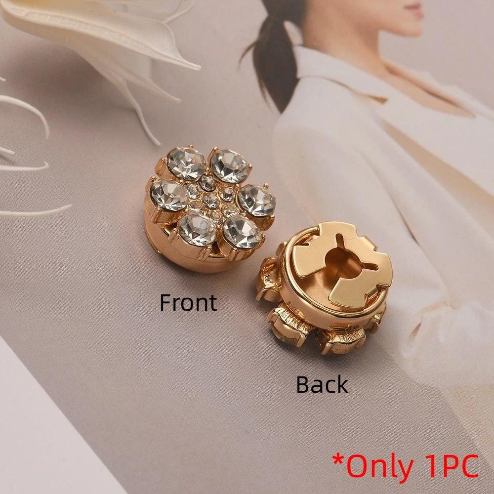 Brass Base Flower Sleeve Button Rhinestone Button Cover Clip  Suit Accessories