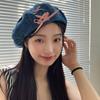 Sweet And Rich~ Denim Bow Beret Women'S Spring And Summer Thin Breathable Retro Versatile Octagonal Hat Tide