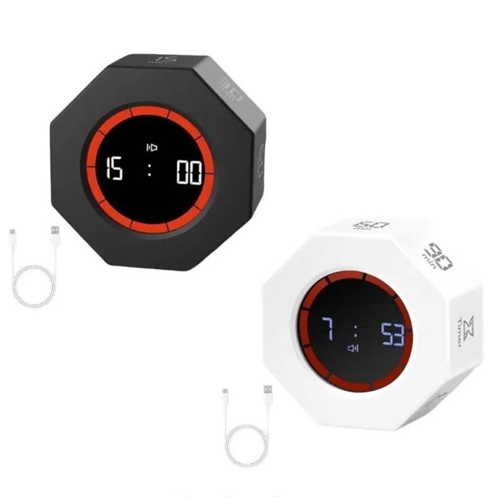 LED Screen Visual Countdown Device Gravity Sensor Multi-Hexagon Cube Timer  Kitchen Work