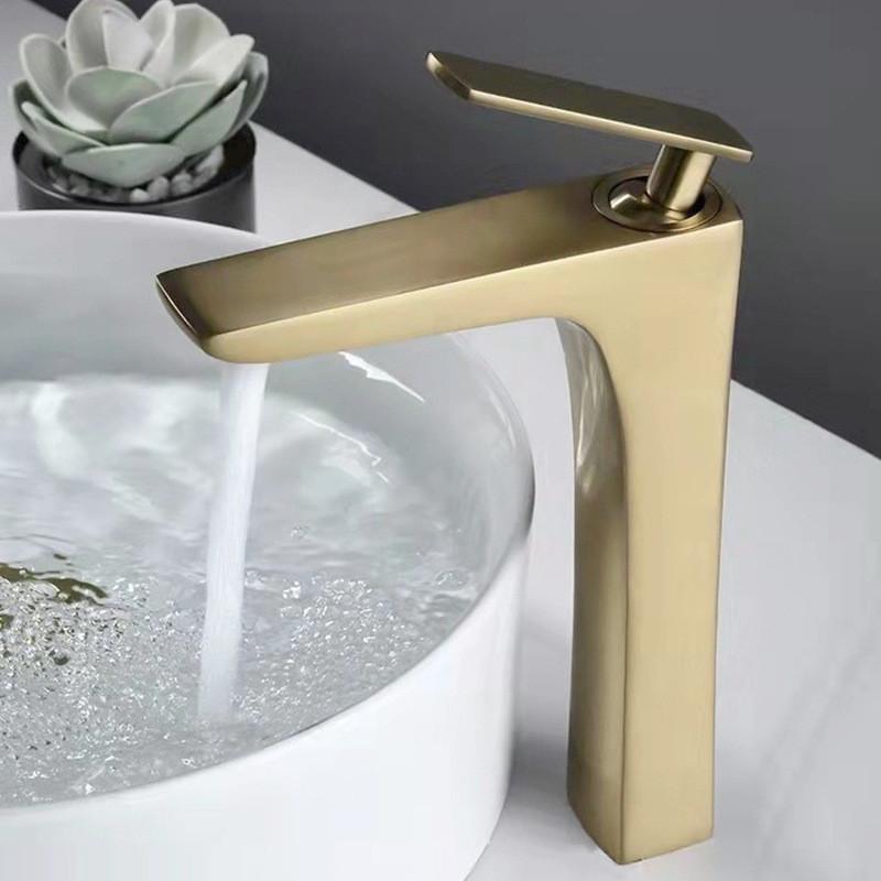 Brushed Gold Bathroom Faucet Antique Basin Faucet Water Basin Mixer Tap Hot & Cold Brass Lavotory Faucet Sink Water Crane Mixer