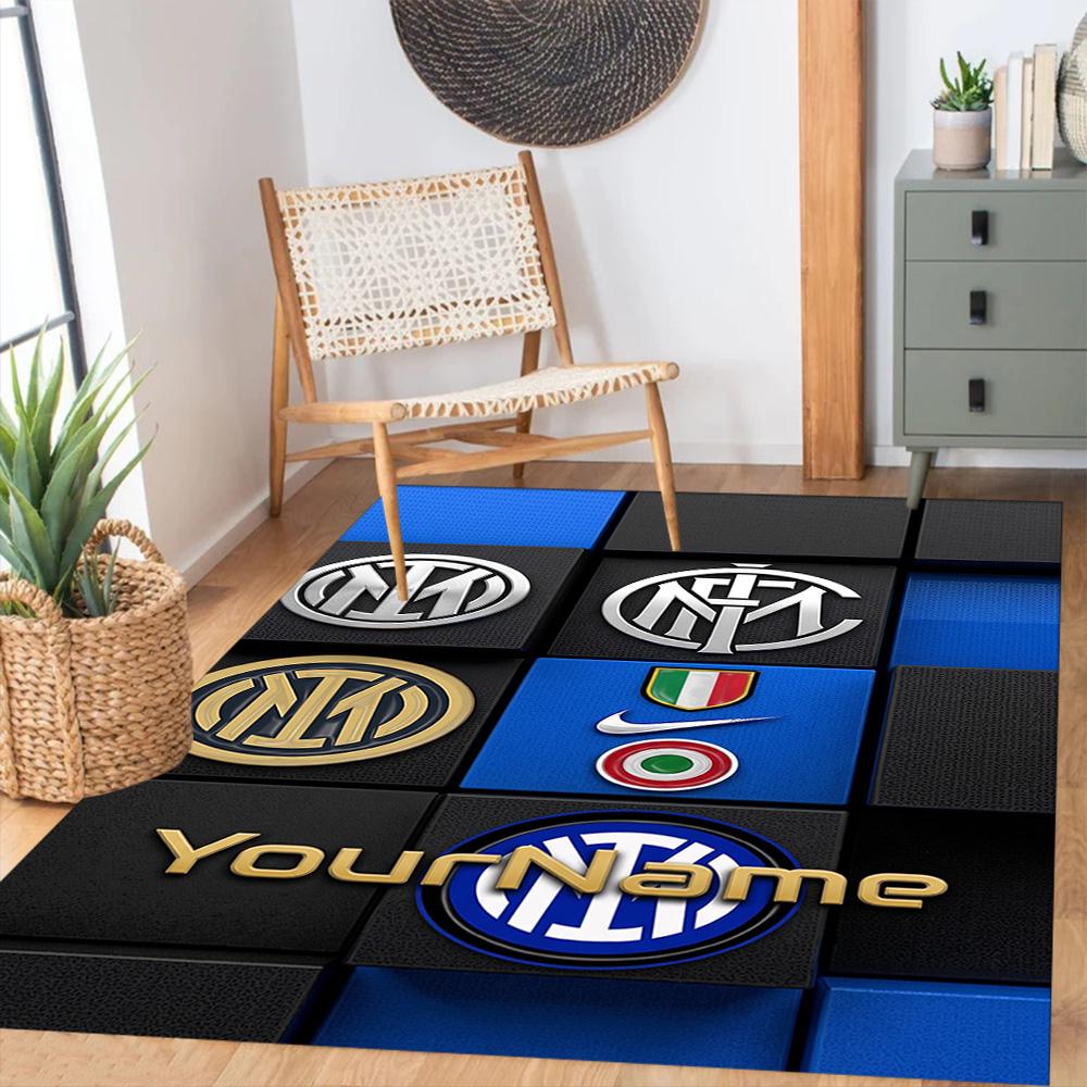 Inter Milan Personalized Name Carpet Perfect for Study room Game Room Dormitory Balcony Antislip Carpet Anime Office Decor