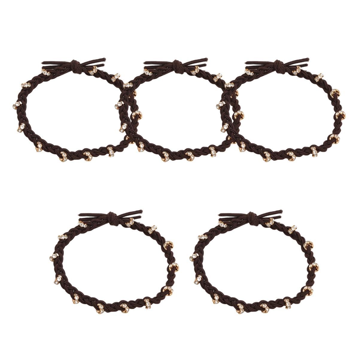 

4 шт. высокоэластичная прочная повязка на голову со стразами, кольцо для волос, модный головной убор для девочек, резинка для волос, аксессуары для волос коричневый