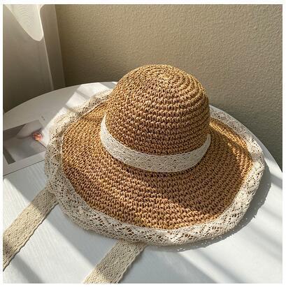 

Summer breathable lace hollow sunscreen hat seaside hat sun hat vacation wind