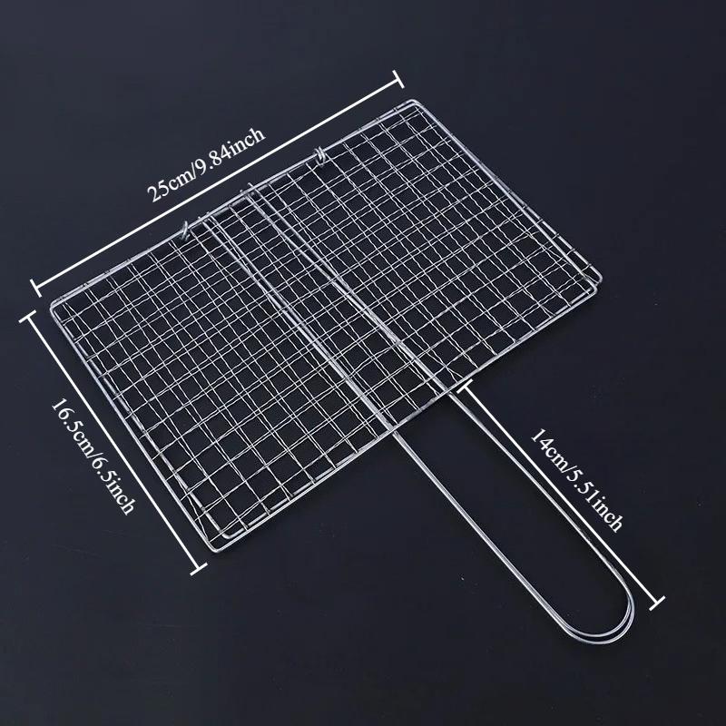 Picnic Party BBQ Grilling Basket - Stainless Steel Non Stick, Fish/Vegetable/Steak, Barbecue Gadget, Mesh BBQ Rack