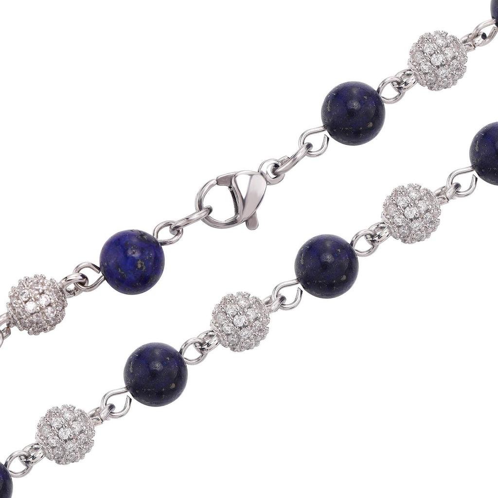 Lapis Lazuli and Zircon Choker Necklace - Hip Hop Style for Men and Women