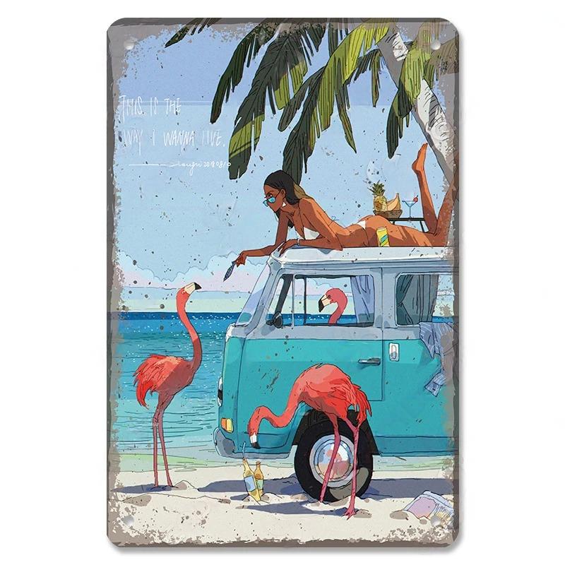 Metal Tin Signs Travel City Girls Posters Plaque Monaco Rome Biarritz Venice Metal Poster Vintage Wall Art Bar Club