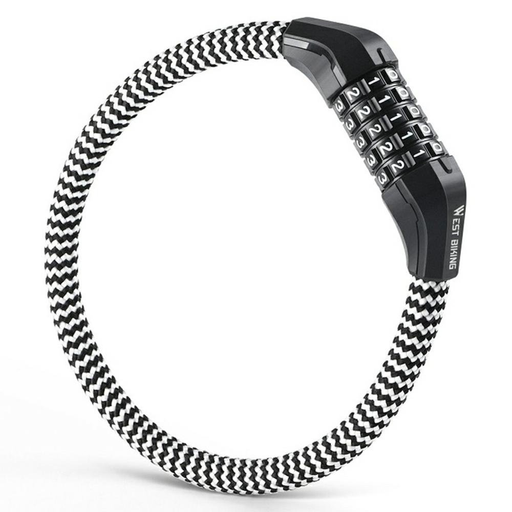

WEST BIKING YP0705121 Bicycle Electric Bike 5-Digit Combination Lock Steel Cable Anti-Theft Password Lock D