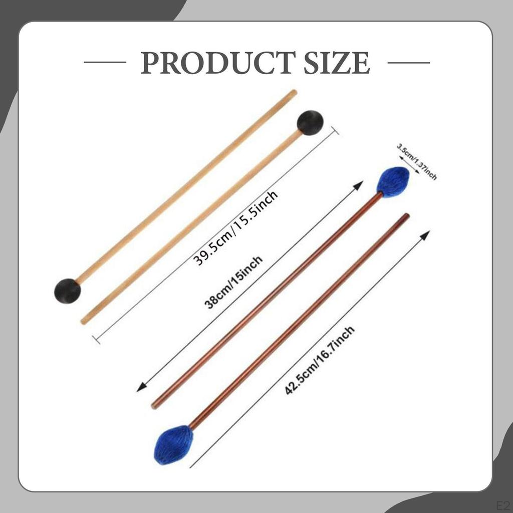 4Pcs Marimba Mallets Drumsticks Tools with Storage Bag Wood Handle Drum Glockenspiel