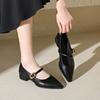 Fashion Aphixta 2025 Klassische Mary Janes mit spitzer Zehenpartie Damenabsatzpumpe 2,5 cm Mittlerer Absatz Elegante Schuhe Flach Übergröße 43 Pumps