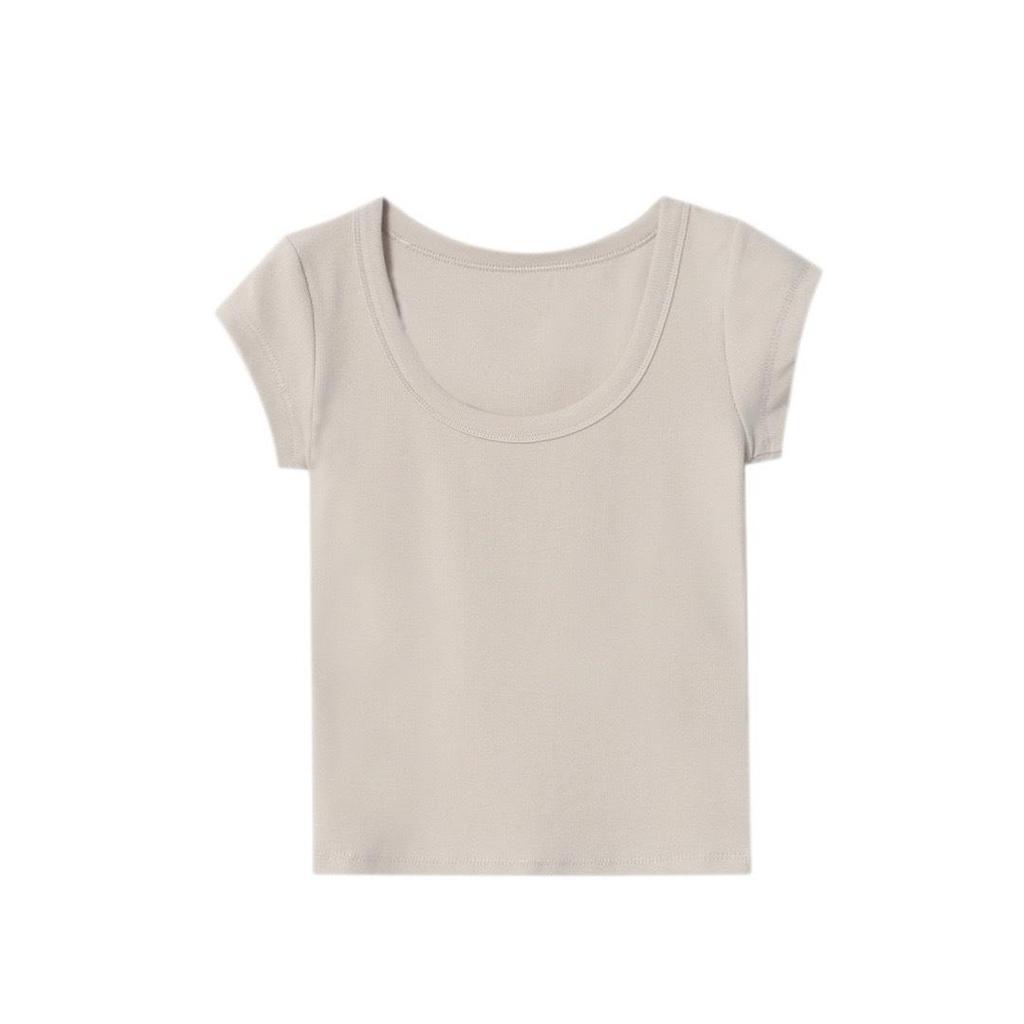 Women's Summer Sweet & Spicy Slim Fit Round Neck Ribbed Cotton T-Shirt, Short Sleeves