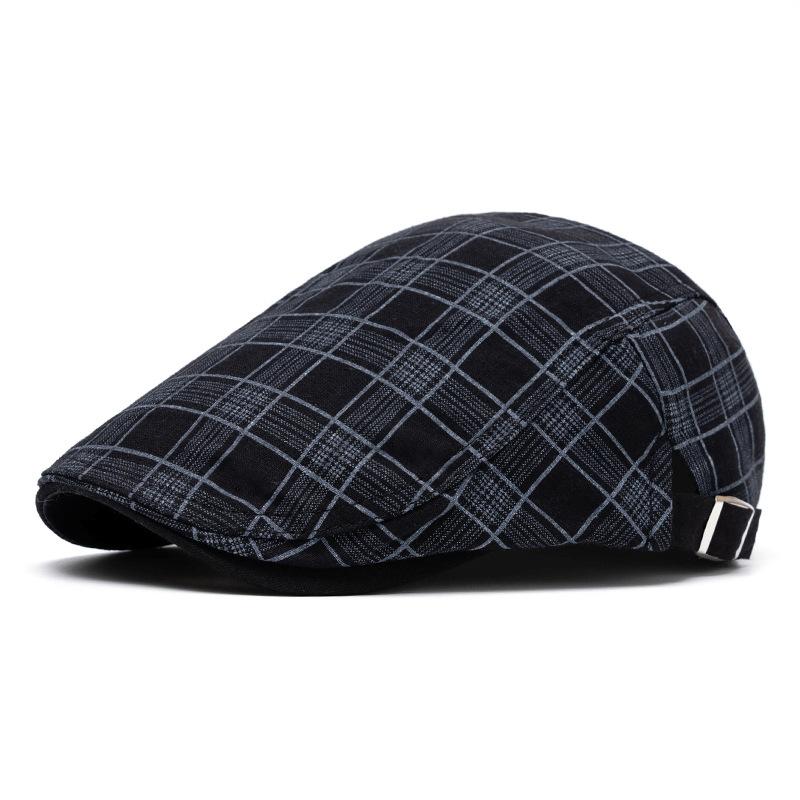 Spring and summer men's and women's checkered forward hats, sports and casual duckbill hats, adjustable personalized berets