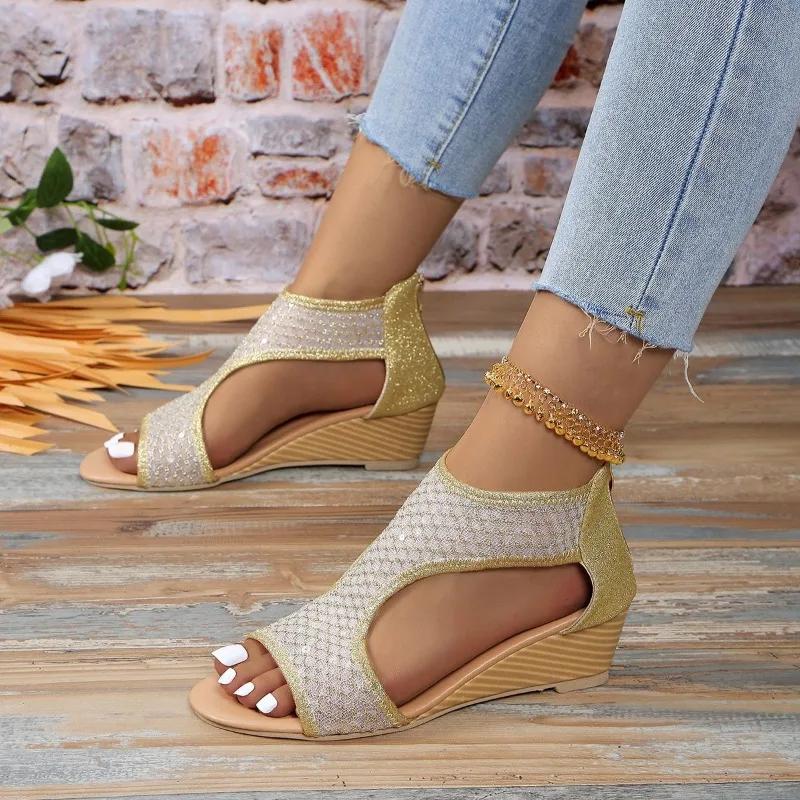 Fashion Wedges Shoes for Women 2024 Summer Comfortable and Breathable Women's Roman Sandals Casual Fashion Gladiator Sandals Zapatos