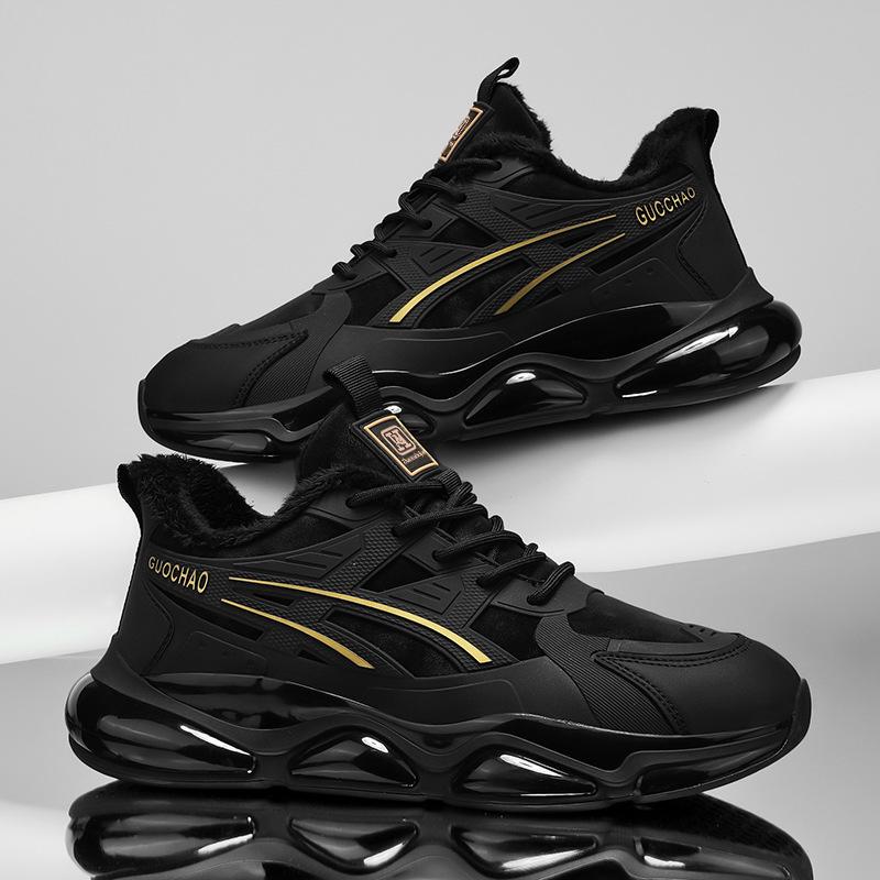 Winter male large size Internet celebrity fleece thickened fur integrated non-slip middle help sports tide shoes cotton shoes snow cotton boots