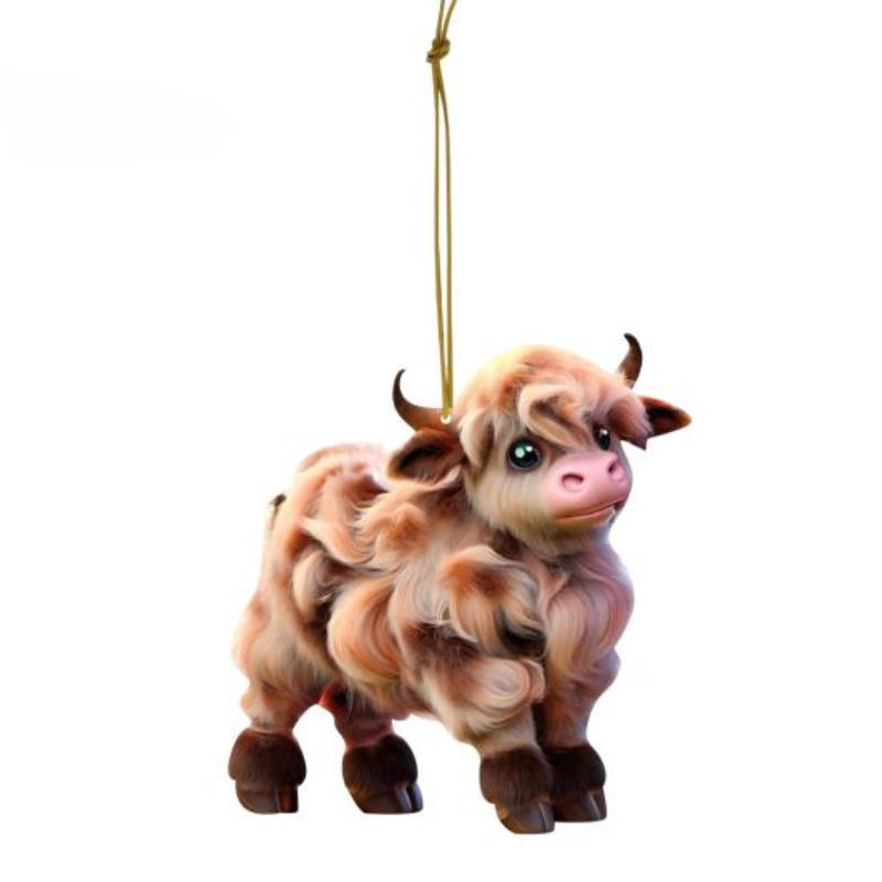 Christmas Cow Pendant Durable Acrylic Adorable Cow Ornament for Christmas Tree Decoration Party Favor KTY