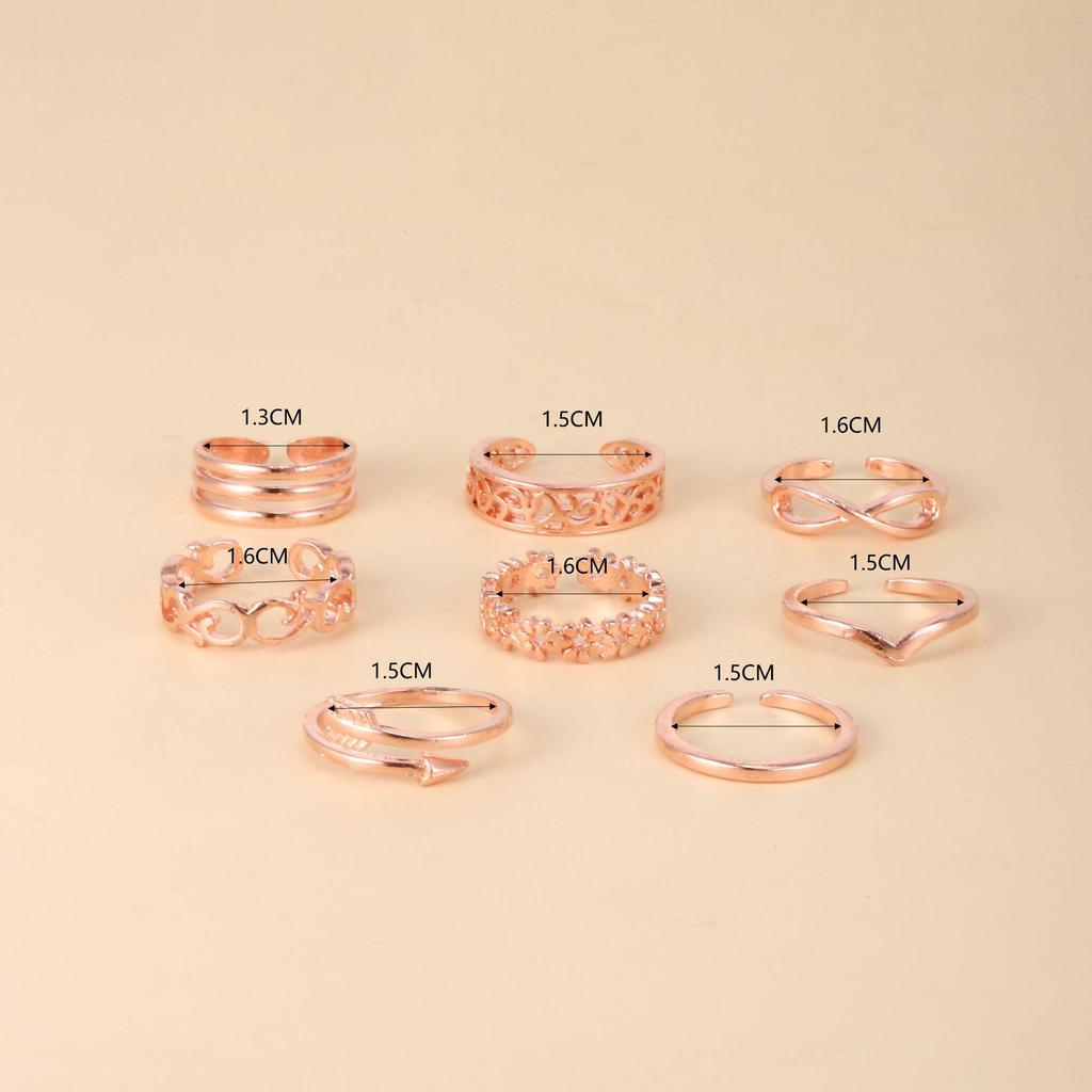 Adjustable Toe Rings Set - 8 European & American Styles, 8-Shaped and Arrow Designs for Women, Beach & Pinky Wear