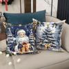 Christmas Decoration Pillowcase Santa Claus Snowman Tree Pattern Is Suitable for Home Room Sofa Cushion Cover Friend Gift