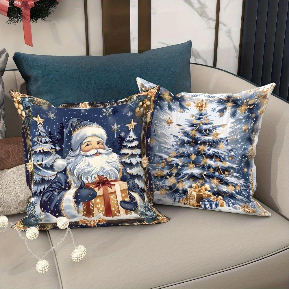 Christmas Decoration Pillowcase Santa Claus Snowman Tree Pattern Is Suitable for Home Room Sofa Cushion Cover Friend Gift