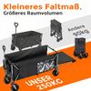 300L+120L Foldable Wagon & Tailgate, 180cm with Extra Wide 17x10 cm All-Terrain Wheels, Ideal for Garden, Shopping, Beach, and Outdoor Use (Black)